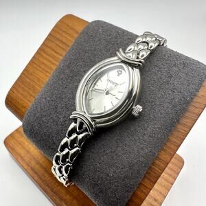 Most Ladies Silver Tone Oval Bracelet Watch Diamond Accent Dial Quartz